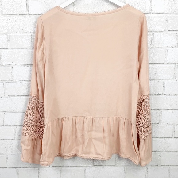 Joie Pink Crochet Bell Sleeve Blouse Sz S - Picture 6 of 8